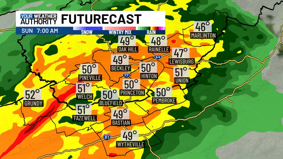 Heavy rain likely Sunday morning with flooding potential