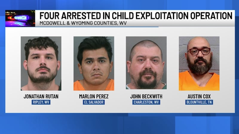 Four men face charges after child exploitation sting in southern West Virginia