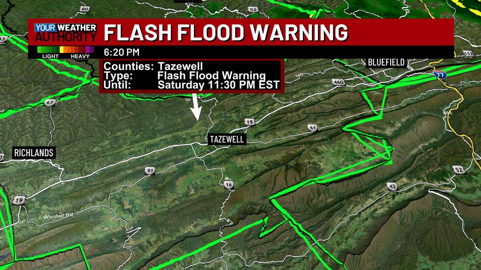 Flash Flood Warning for Tazewell County until 11:30PM