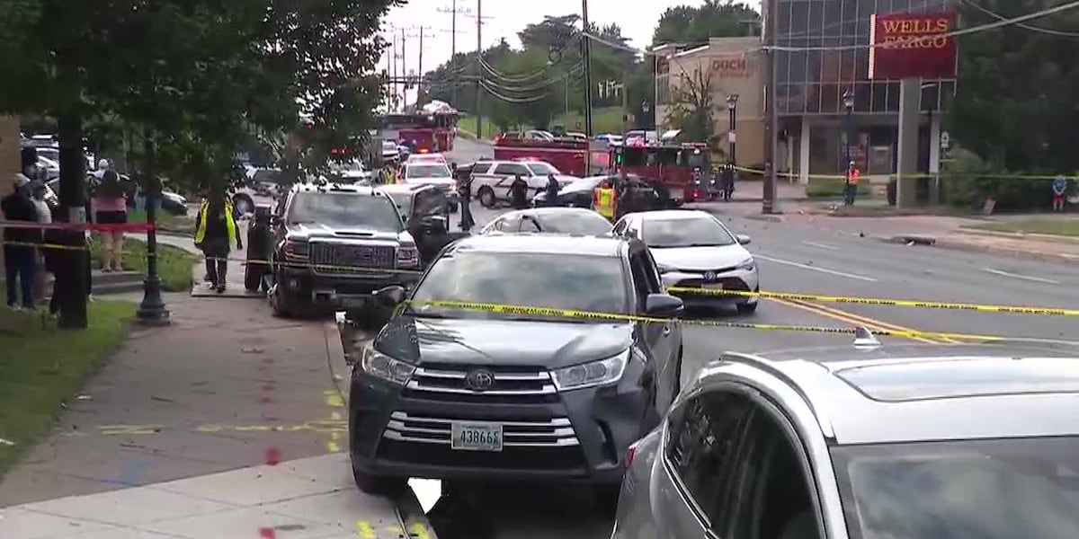 Dozens injured when city bus crashes into several vehicles and a building, authorities say