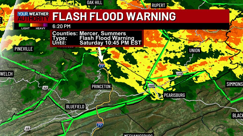 Flash Flood Warning for Mercer & Summers counties until 10:45PM