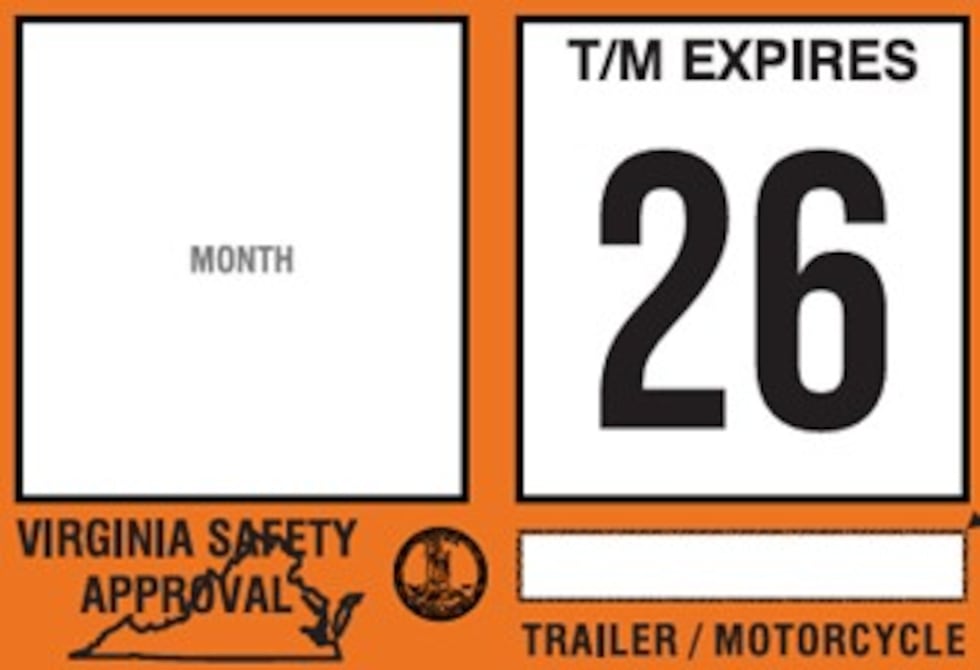Virginia state police announce new inspection stickers for 2026, trailers and motorcycles
