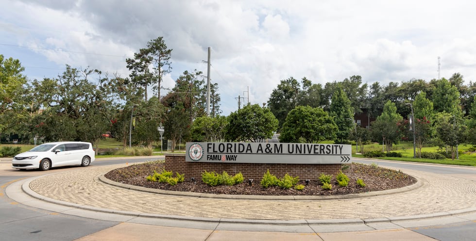 FILE - The roundabout at FAMU Way is seen on the Florida A&M University campus in Tallahassee,...